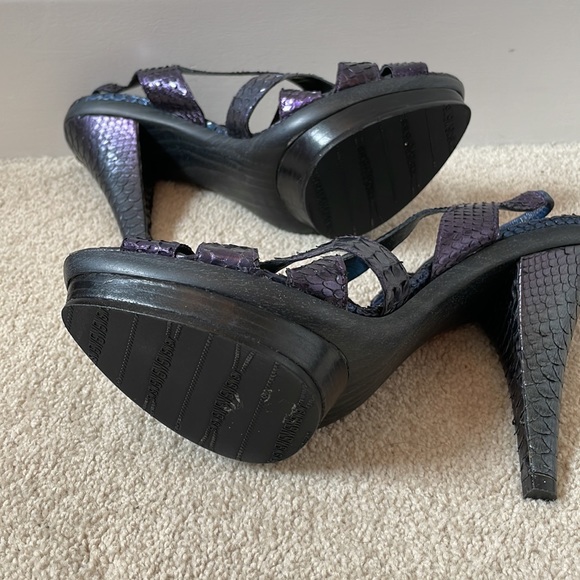 Stuart Weitzman Python Animal Print Slingback Sandals Size 8.5 - Picture 7 of 11